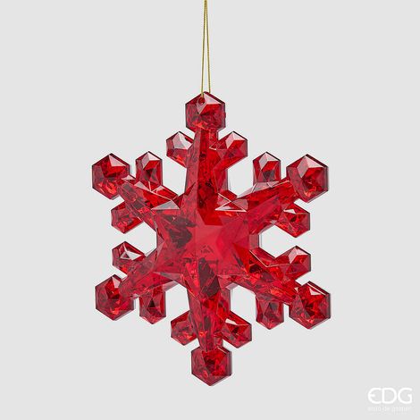EDG Enzo De Gasperi Decoro Fiocco di Neve da Appendere Rosso H23,5 cm – Addobbo di Natale (1/2)