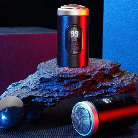 Recortadora de barba eléctrica USB – Recargable, resistente al agua IP7X, 65.000 rpm, digital – Carcasa portátil de aluminio – Color negro – Incluye cepillo (1/5)