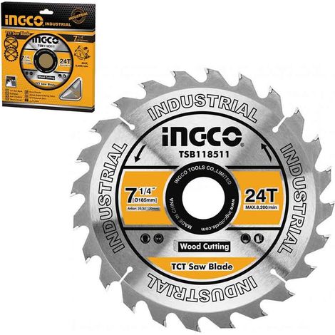 DISCO PER LEGNO INGCO - RICAMBIO PER SEGA CIRCOLARE DA 185 MM PER 24 DENTI (1/4)