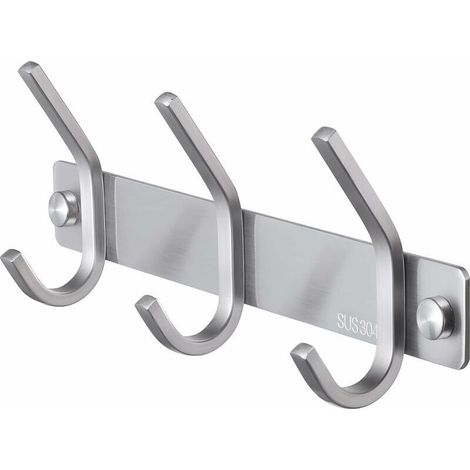 royaluxe -Porte Manteau Salle de Bain Mural Patère Salle de Bain Porte Manteau à 3 Crochets Acier Inoxydable SUS 304 Brossé 22080mm (1/5)