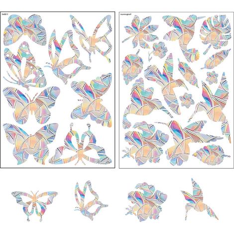 10 Autocollants fenêtre, anti-collision oiseaux, PVC prismatique, effet arc-en-ciel, réutilisable sans colle, pour maison et bureau (1/5)