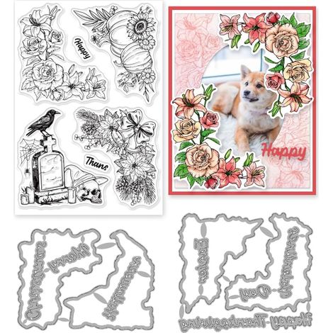 Lot de 3 matrices de découpe et tampons transparents en silicone pour la Saint-Valentin, Pâques, le printemps, l'automne, la fabrication de cartes, le scrapbooking, le gaufrage, les loisirs (1/5)