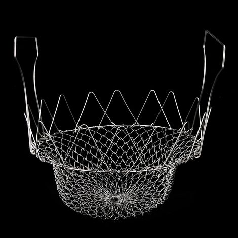 Panier à friture pliable en acier inoxydable pour la cuisson à la vapeur et le rinçage, passoire à aliments frits, ustensiles de friture (1/5)