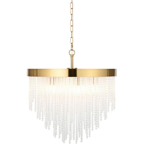 Endon Anistoria Suspension en laiton vieilli brossé et verre transparent 5 ampoules E14