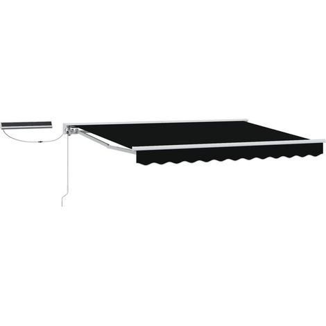 Store banne motorisé rétractable noir et blanc 3 x 2,5 mètres (1/5)