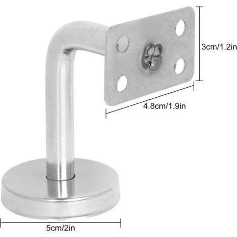 5 soportes de barandilla de acero inoxidable 304, soportes para barandilla de escalera de 60 mm, soportes para barandilla para escaleras planas interiores/exteriores (50 mm de diámetro) (1/4)