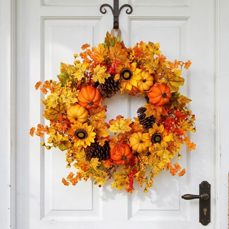 Extra Large Autumnal Pumpkin Flower Wreath (1/2)