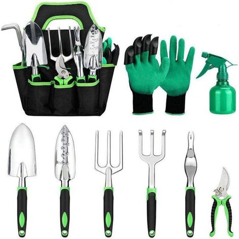 Ensemble de 9 Outils de Jardin, Kit d'outils à Main en Aluminium, Outils de Jardinage Haut de gamme et Robustes avec Sac de Rangement (1/5)