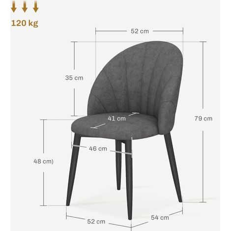 Lot de 4 chaises de cuisine/salle à manger en cuir synthétique gris, piètement en métal, design sans bras, style moderne. (1/5)
