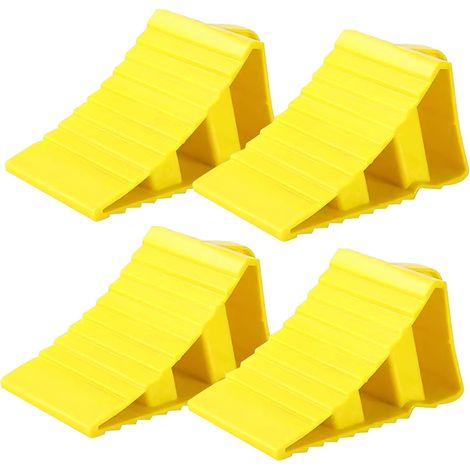 Cale Roue De Voiture: Lot De 4 Cales De Roue en Plastique avec Poignée, Design Rugueux, Bloc Antidérapant De Voiture, Cales De Remorque pour Caravane, Remorque, Voitures, Camping-Car (1/5)