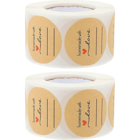 2 rouleaux d'autocollants faits main, étiquettes adhésives rondes à faire soi-même, étiquettes autocollantes rondes de fermeture-3.8x3.8cm (1/3)