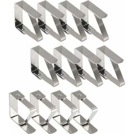 Tischdeckenclips für den Außenbereich, 12 Tischdeckenclips aus Edelstahl, rutschfeste Tischdeckenclips für Tische mit einer Dicke von 10–30 mm (1/5)