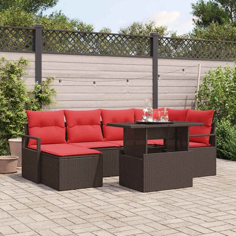 Set Divano da Giardino con cuscino 7 pcs Marrone Poly Rattan vidaXL (1/5)
