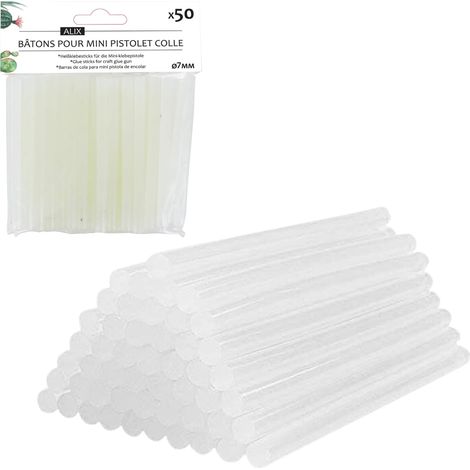 Pack de 50 Bâtons de Colle chaude 7mm – Transparent - Pistolet à Colle Glue Gun ALIX (1/5)