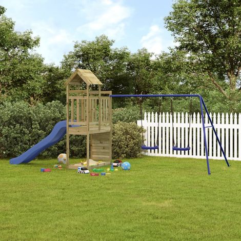 Aire de Jeux d'extérieur, Maison enfant exterieur, Maisonnette de jeu bois de pin imprégné LKOWF62765 (1/5)