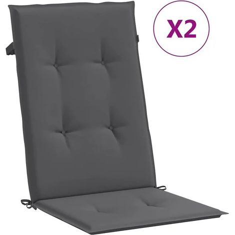 Ensemble de deux coussins pour chaise de jardin à dossier haut, gris anthracite (1/5)