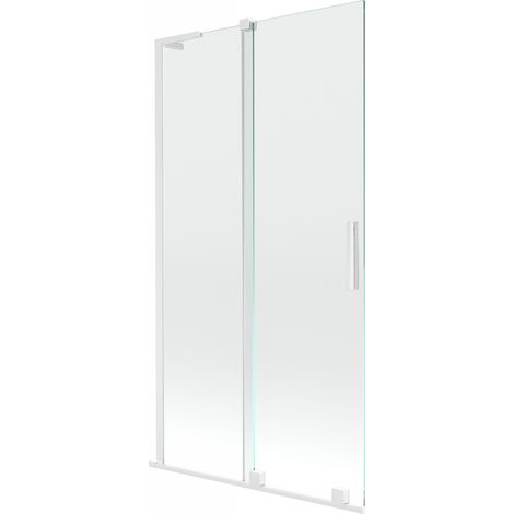Mexen Velar L paroi de baignoire 2-volets coulissante 100 x 150 cm, transparent, blanc - 896-100-003-01-20 (1/2)