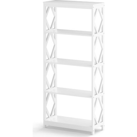 Libreria alta con 5 ripiani 70 x 30 x 155 cm vano a giorno design moderno MDF bianco 200018037