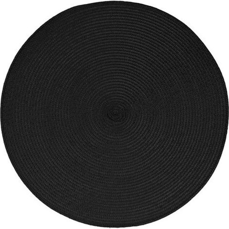- Runder, geflochtener Platzdeckchen, 38 cm, Schwarz