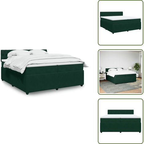 Materasso in velluto - vidaXL Giroletto a Molle con Materasso Verde Scuro 200x200 cm Velluto - Letto con doghe
