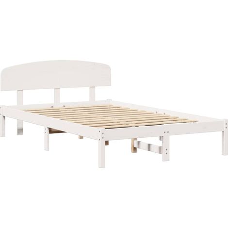Lit double,Lit adulte,Cadre de lit Blanc 140 x 190 cm Bois de pin massif CFW2481576 (1/5)