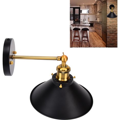 Applique murale rétro conique E26/E27, style loft américain rétro industriel, idéale pour bar, restaurant ou loft. Lampe créative et personnalisable en fer forgé. Lot de 2 (ampoule incluse). Norme amé (1/5)