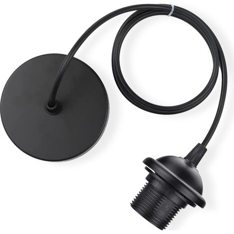 2 Pièces E27 Porte Lampe Suspension,Câble Suspension Luminaire,Pendentif Suspendue Accessoires en Métal,Câble Réglable 100CM pour Café Magasin Chambre Bar(Noir) (1/5)