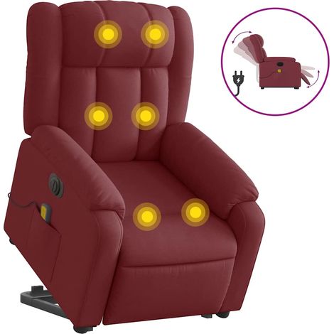 Maison Exclusive - Sillón de masaje elevable eléctrico tela rojo