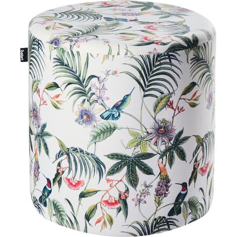 Pouf Moderne en Velours Rond Meuble de Salon Chambre Multicolore Lovett (1/5)
