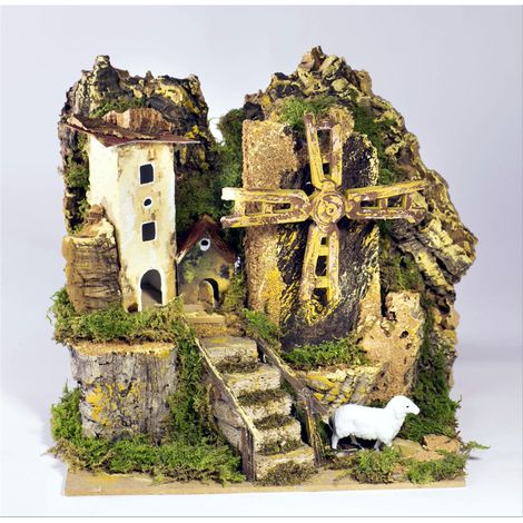MULINO A VENTO CON MOVIMENTI 20X14X18CM
