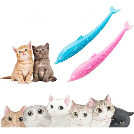 Brosse À Dents Pour Chat - Jouet En Silicone Forme Poisson Avec Herbe À Chat - Nettoyage Dentaire Et Massage Des Gencives - 1 Pièce (1/5)