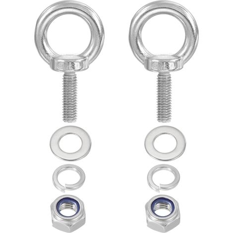 M8 x 25mm Boulon À Œil Avec Écrou, 2 Pièces 304 Acier Inoxydable Boulon À Œil Épaulé Pour Levage Vis Filetées Pour suspendu, Argent (1/5)