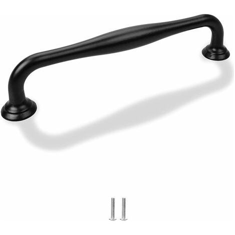 Lot de 12 poignées de porte de placard en aluminium en forme de bouton pour cuisine, meubles, chambre (noir, 128 mm) (1/5)