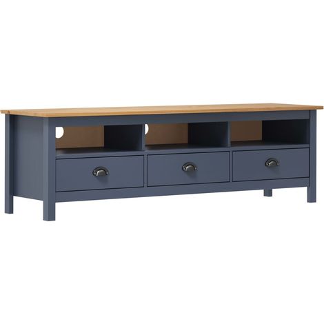 TV-Möbel,TV-Schrank TV-Lowboard für Wohnzimmer TV-Hängeschrank Hill Grau 158x40x47 cm Massivholz Kiefer - BonneVie51139 (1/4)