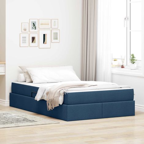 Lit avec rangement et matelas Bleu 120 x 190 cm Polyester vidaXL (1/5)