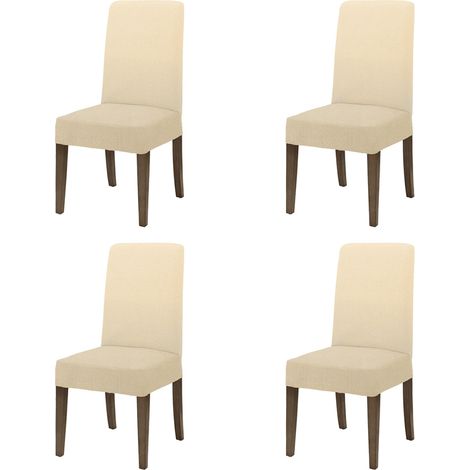 Coppia di coprisedia con schienale in tessuto elasticizzato antimacchia in 10 colori Vestisedia Panna - 4 pezzi