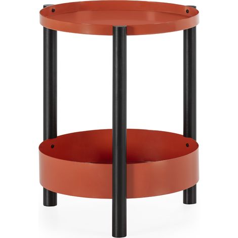 Mesa Auxiliar 47,5X47,5X61 Metal Coral/Madera Negro (1/2)