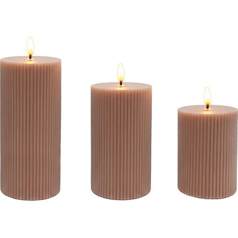 Bougies led sans flamme en cire veritable - lot de 3 (1/5)