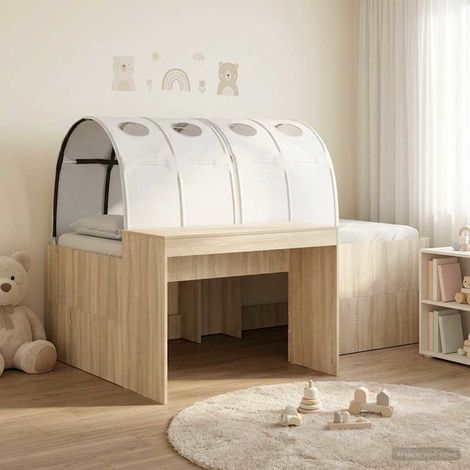 vidaXL Letto con Tunnel 3 pz Rovere Artigianale e Bianco (1/5)