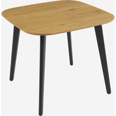 Tavolo da pranzo quadrato effetto legno con gambe in metallo nero 4 posti