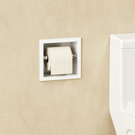 Porte-Papier Toilette Encastré, INOX 304, 1 Niveau, Blanc (1/5)