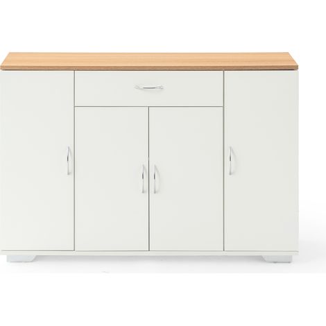 FurnitureR Console, matériau MDF, rangement pratique, meuble de rangement compact pour salon, ajout élégant à la maison ou au bureau, blanc (1/5)
