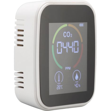 CO₂-Detektor für Innenräume, TVOC-Luftqualitätsmonitor, Temperatur- und Feuchtigkeitssensor, weiß (1/5)