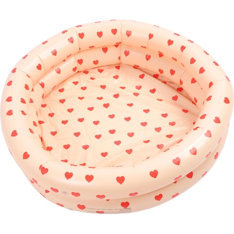 Piscine gonflable ronde rose à motif cœur vintage, épaisse, idéale pour les enfants à l'intérieur. (1/5)