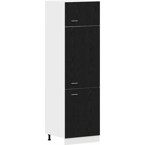 Mobiletto a parete moderno con ripiani 60 x 31 x 207 cm legno composito nero 020051960