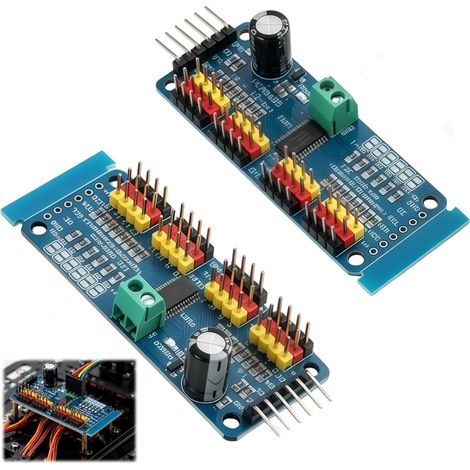 2 Pièces PCA9685 Pilote Servomoteur, Module PWM 16 Canaux 12 Bits I2C pour Arduino Raspberry Pi, Contrôleur Servo LED Moteur Haute Précision, Carte Driver PWM Extension Robotique DIY et Automatisation (1/5)