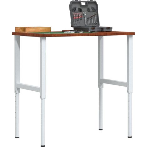 Werkbank Dunkelbraun 100x60x(71,5-98) cm Massivholz Eiche