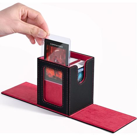 Scatola porta carte con espositore per Magic Commander, scatola per carte collezionabili per 100 carte doppie, scatola porta carte da baseball per CCG/EDH (1/5)