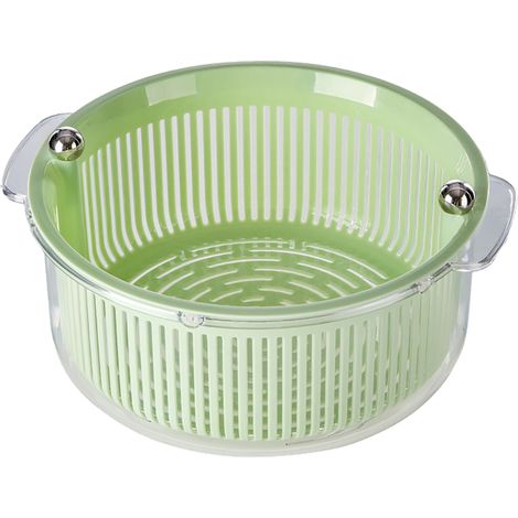 Panier à Légumes Transparent et Vert Menthe - Grand Bol de Lavage et Séchage pour Fruits et Légumes - Sécuritaire PET PP (1/5)