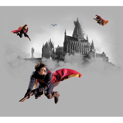 papier peint panoramique Harry Potter Poudlard gris et rouge  - Sanders & Sanders (1/3)